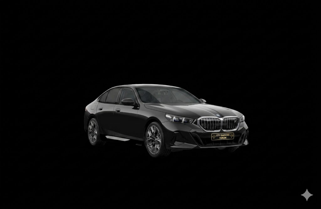 Siyah BMW 5 Serisi, City Diamond Turizm plakalık, stüdyo çekim